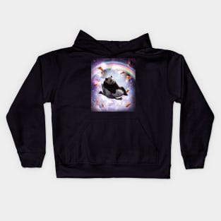 Space Galaxy Panda Riding Axolotl - Rainbow Kids Hoodie